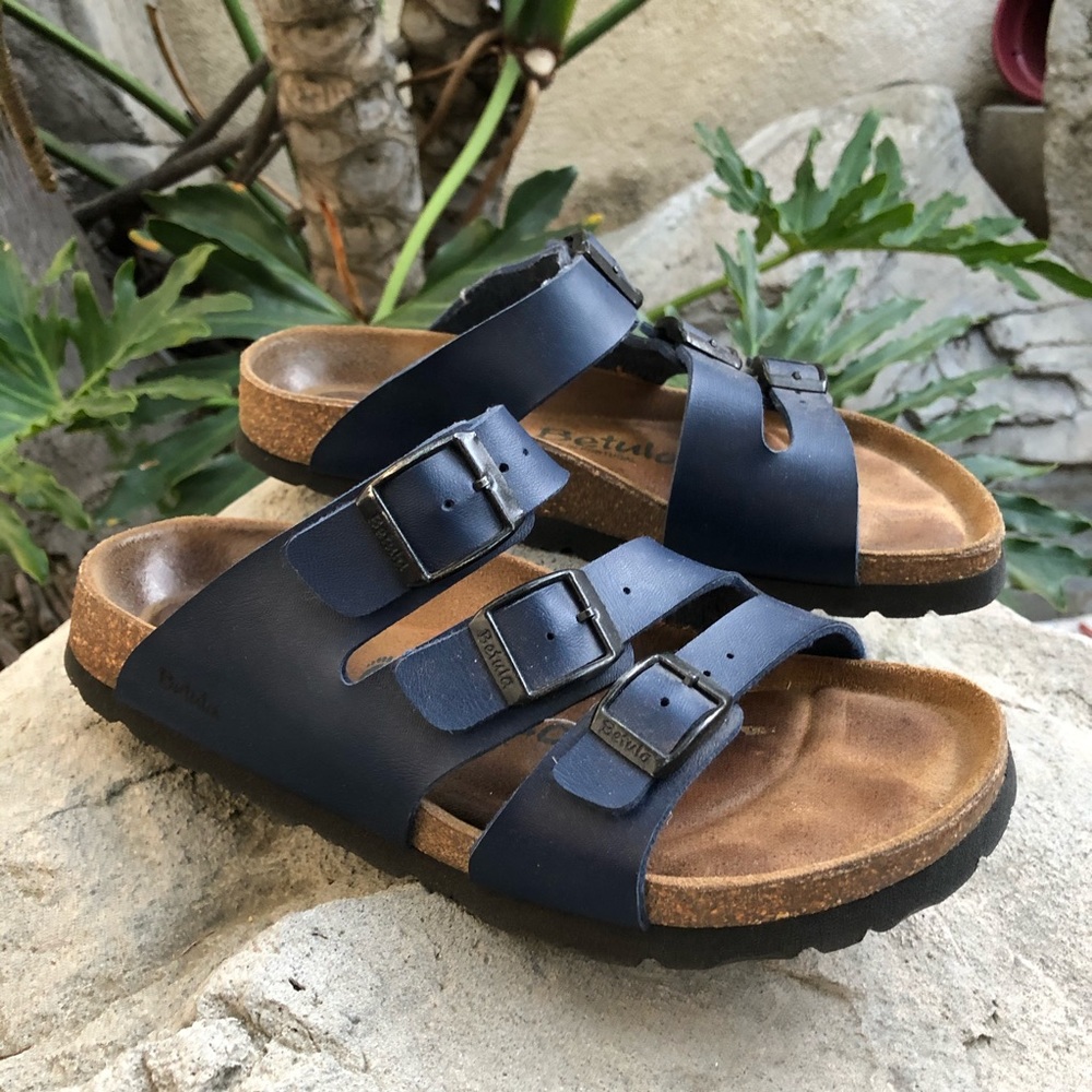 BETULA by Birkenstock Navy Three Strap Sandals